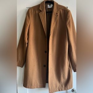 Topman overcoat in Camel size Large